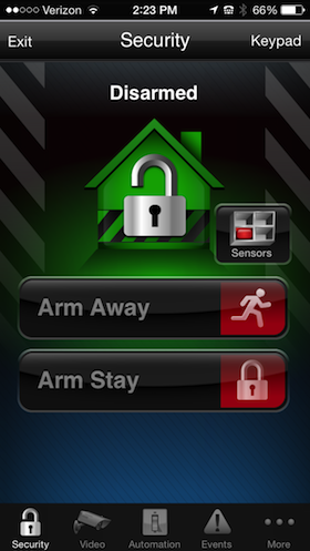 Total Connect 2.0- Alarm Control Screenshot